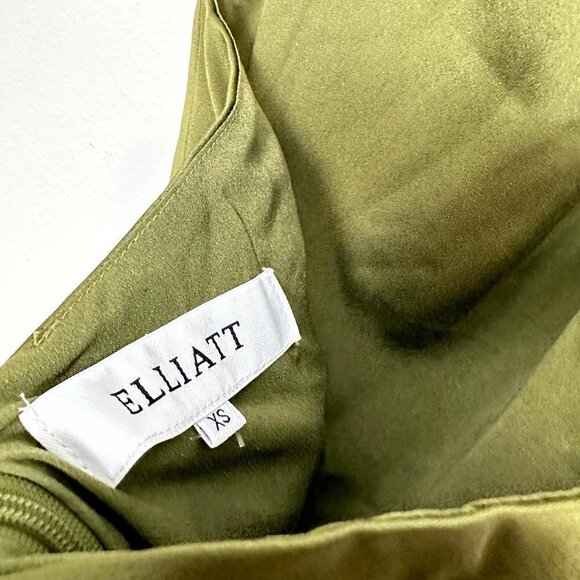 ELLIATT Camo Asymmetric Satin Cocktail Dress in Khaki Size X-Small - Picture 7 of 16